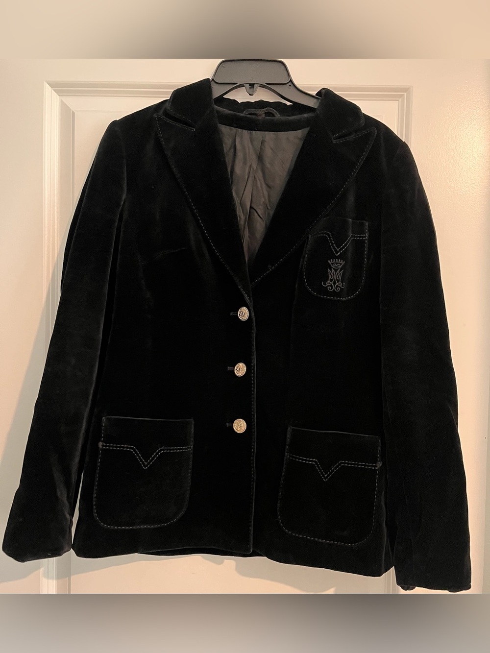 Vintage Black Velvet Women's Blazer Jacket by Your Sixth Sense